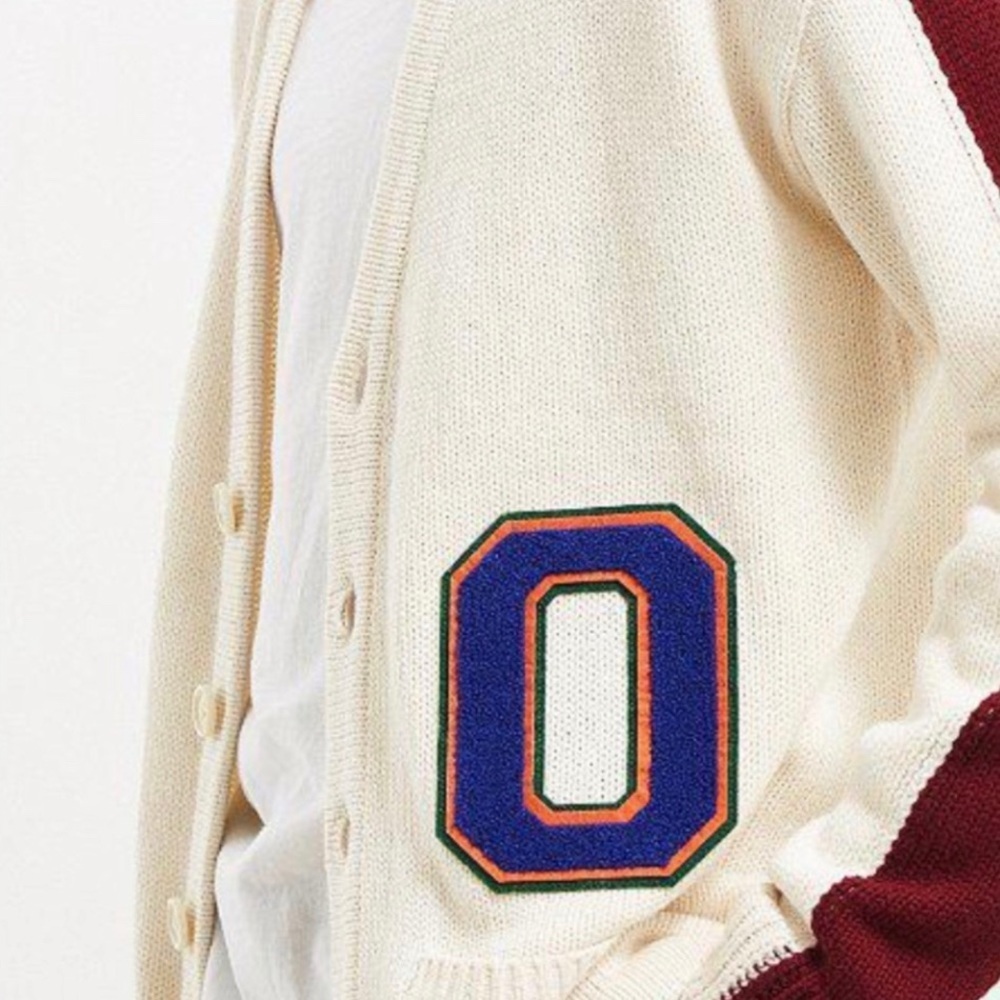 Urban Outfitters Cream and Burgundy Lettermen’s Button down Cardigan - Picture 14 of 15